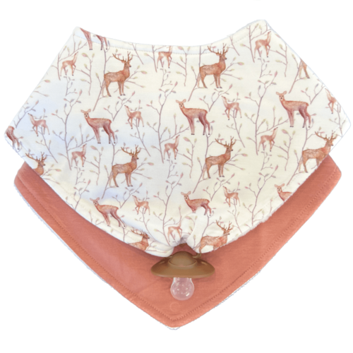 Oh Deer Brown - Doodalou Bamboo Bandana Baby Bib Combo