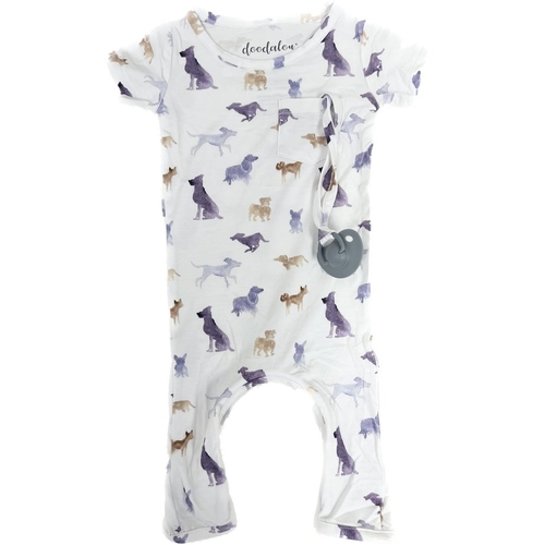 I Woof You! - Doodalou Bamboo Baby Romper Short Sleeve with Pants - 18