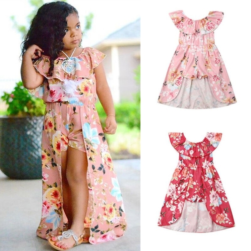 Boho Summer Kids Baby Girl Floral Romper