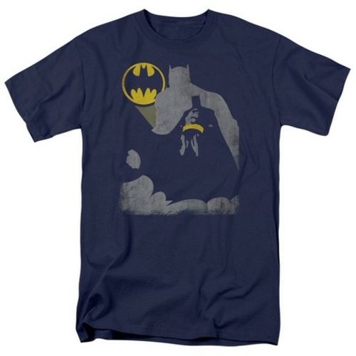 Trevco Batman-Bat Knockout - Short Sleeve Adult 18-1 Tee - Navy- Mediu