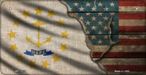Smart Blonde BP-12418 3 x 6 in. Rhode Island & American Flag Novelty M
