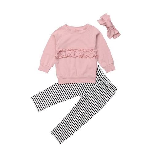 Casual Kids Baby Girl Ruffles Outfits Autumn