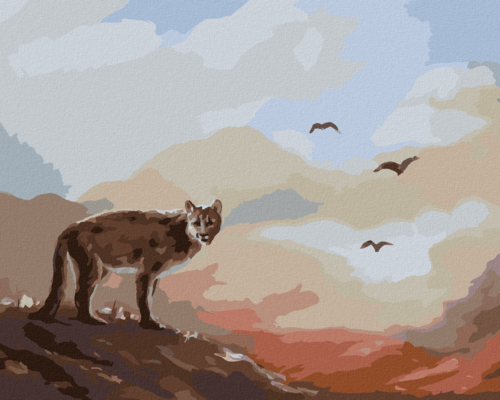 Zuty - Paint by Numbers - PUMA, BIRDS AND THE SUNSET (D. RUSTY RUST),