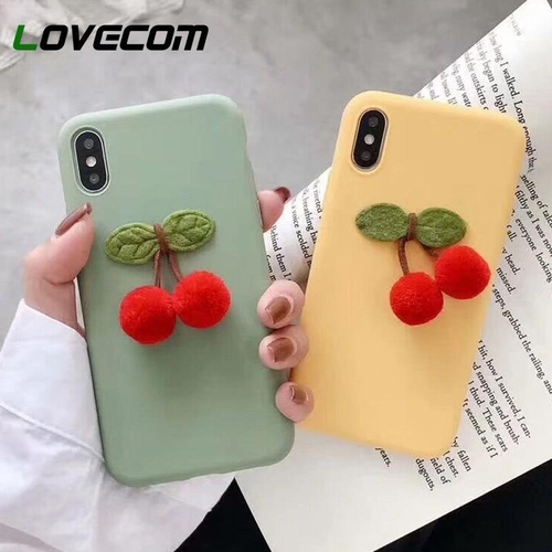 Cute 3D Fuzzy Cherry Phone Case