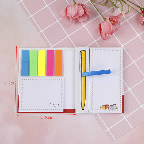 1pc Notebook With Pen Hardcover Sticky Combination