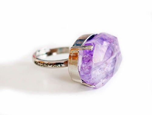 Silver ring with amethyst stone