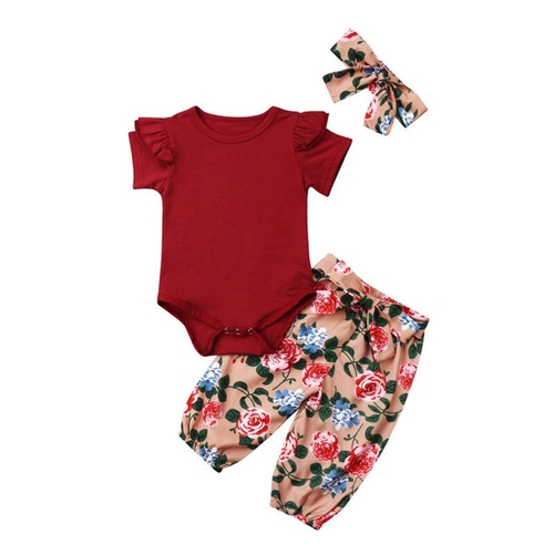 3PCS Newborn Toddler Baby Girl Clothes Romper