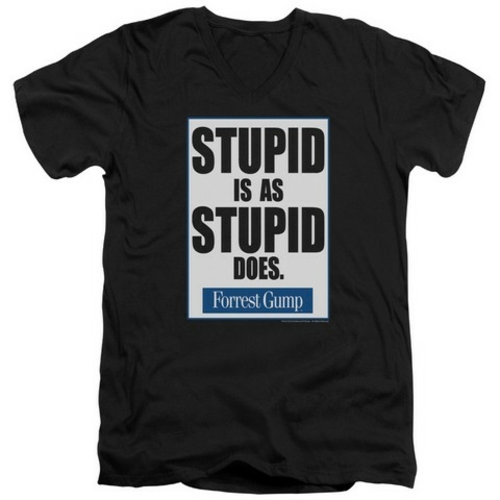 Trevco Forrest Gump-Stupid Is Short Sleeve Adult 30-1 V-Neck Tee, 