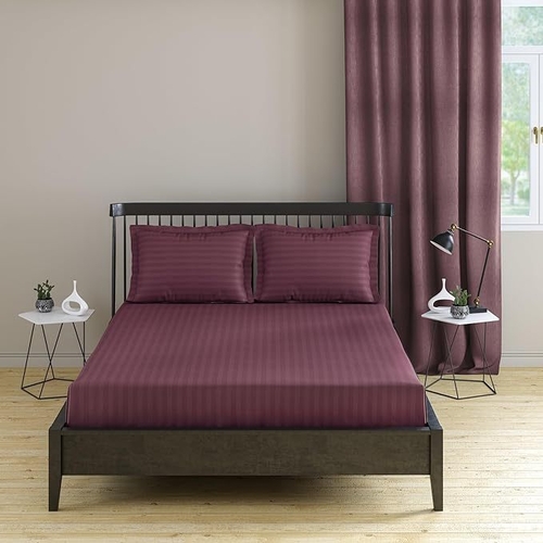 Basic 1Cm Satin Stripe Pure Cotton 210Tc, 3Pc Bedding Set, King Luxe