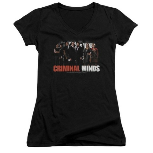 Trevco Criminal Minds-The Brain Trust - Junior V-Neck Tee - Black- Sma