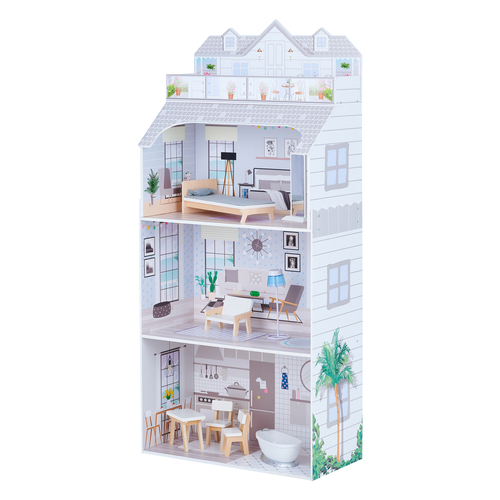 Olivia's Little World Wooden Dolls House & 8 Pcs