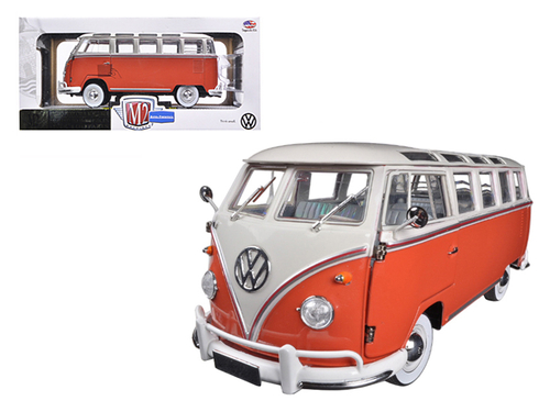 1960 Volkswagen Microbus Deluxe USA Model Red 1/24 Diecast Model by M2