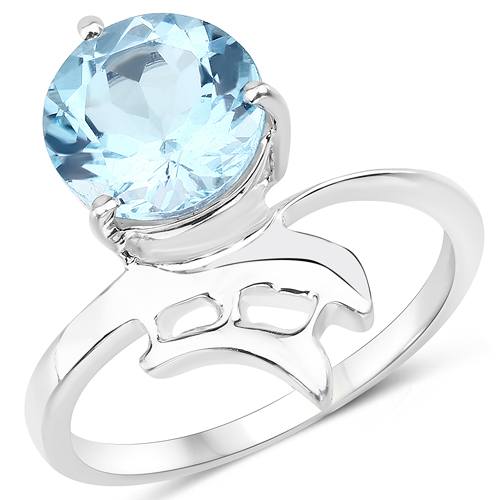 3.10 Carat Genuine Blue Topaz .925 Sterling Silver Ring