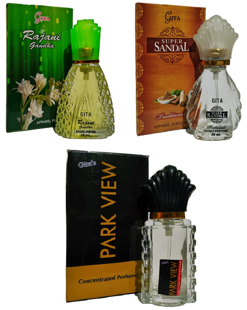 Gita Rajnigandha,Super Sandal & Park View COMBO Perfume - 90 ml Pack