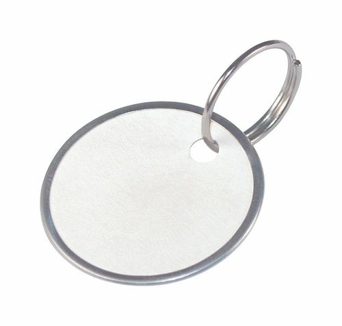 Hillman 5936505 Metal Labeling with ID Key Ring, White - Pack of 5