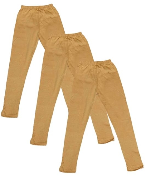Girls Cottton Beige Leggings Pack of 3