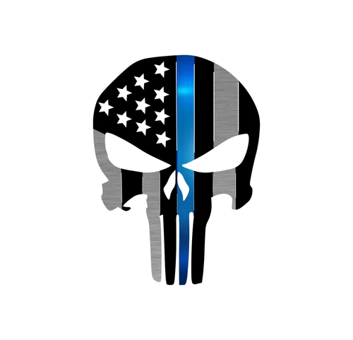 Precision Metal Art PUNISHER-30THINBLUE 30 in. Patriotic Punisher Symb