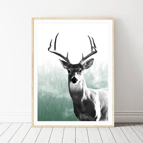 Forest Animal Deer Canvas Painting For Living Room