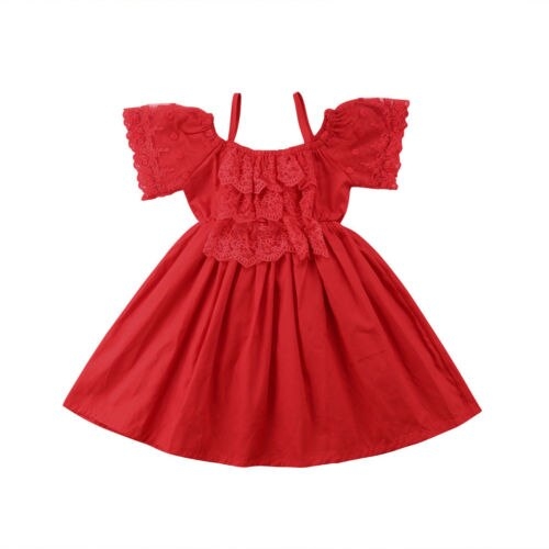 Fashion Toddler Kids Baby Girls Off Shoulder Lace