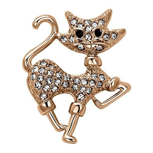 Women Flash Rose Gold White Metal Brooches with Top Grade Crystal in C