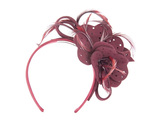 Wine felt flower winter fascinator