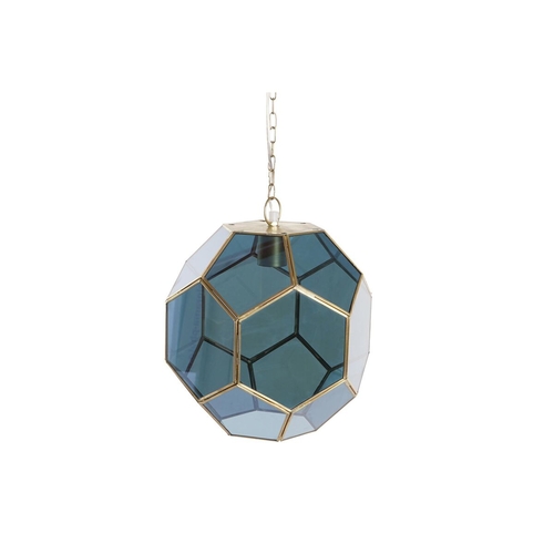 Ceiling Light DKD Home Decor Crystal Blue Golden Brass 50 W (28 x 28 x