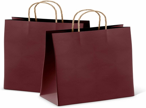 Wine Shopping Bags Bulk Pack of 50 Large Paper Bags 16 x 6 x 12 Kraft