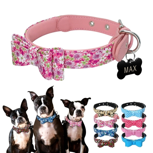 Bow Tie Dog Collar Padded Bow Knot Dog Collars Tag