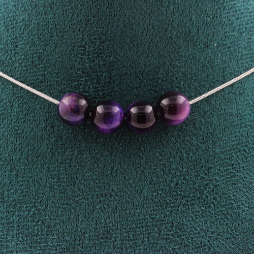 Purple Tiger's Eye 8 mm 4 beads necklace.