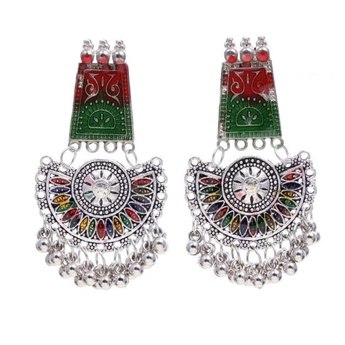 CE Alloy Oxidised Jewellery Jhumkas set,traditional Brass Silver