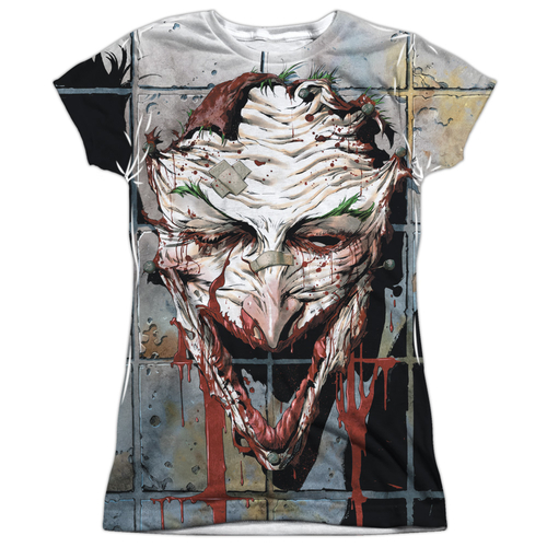 Batman Smile-S by S Junior Poly Crew Sublimation T-Shirt, White - 