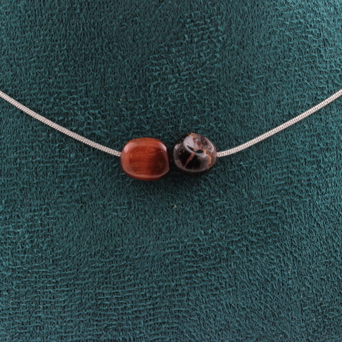 Red Tiger Eye from Brazil 2 beads necklace. 