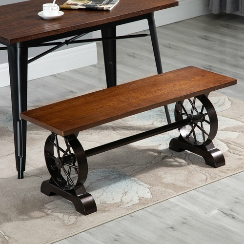 HOMCOM Armless Rustic Dining Table bench Leisure chair with metal