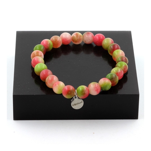 Watermelon Tourmaline Bracelet 8 mm Beads.