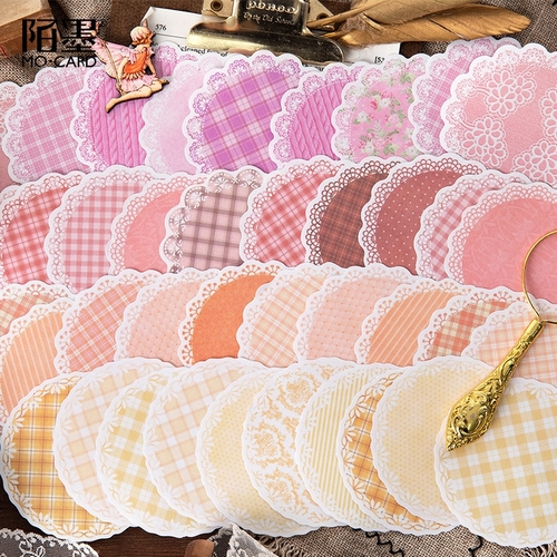 30PCS/PACK Cute Round Lace Flower Sticker