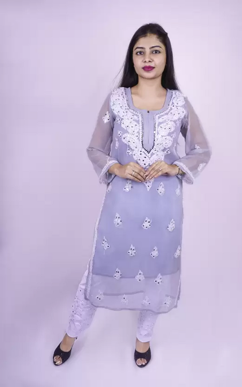 Women Self Design Georgette A-line Kurta