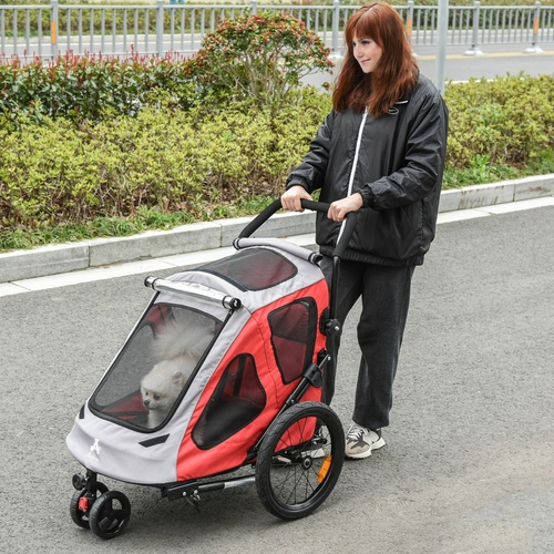 Aosom Dog Bike Trailer 2-In-1 Pet Stroller Cart Bicycle Wagon Cargo