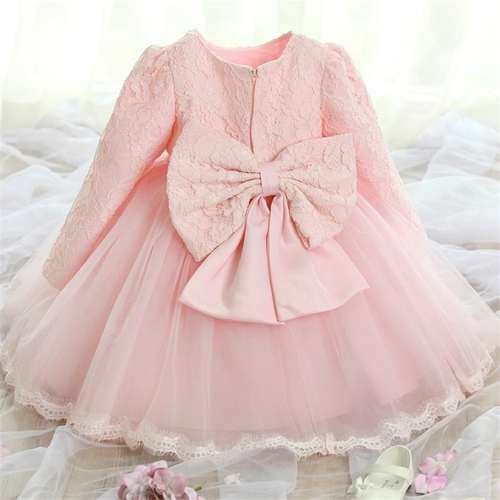 Baby Girl Pink Dress Elegant Princess Dress Winter