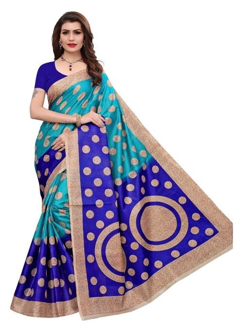 Generic Women's Polyester Saree(Blue, 5.5-6mtrs)