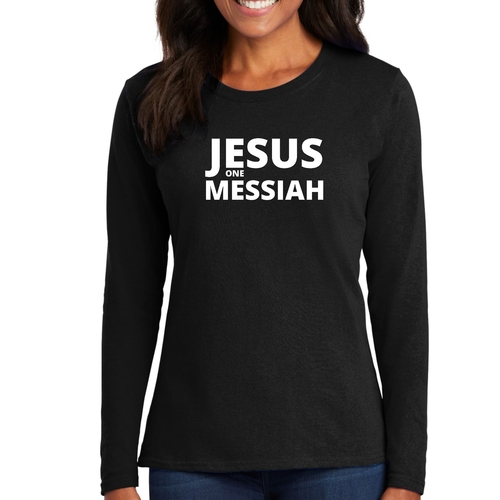 Womens Long Sleeve Graphic T-shirt - Jesus one Messiah