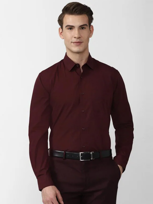 Men Regular Fit Washed Casual Shirt Maroon Size Xl