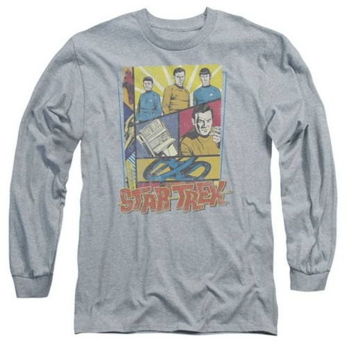 Trevco Star Trek-Vintage Collage - Long Sleeve Adult 18-1 Tee - Heathe