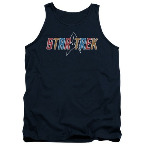 Trevco Star Trek-Multi Colored Logo - Adult Tank Top - Navy- Large