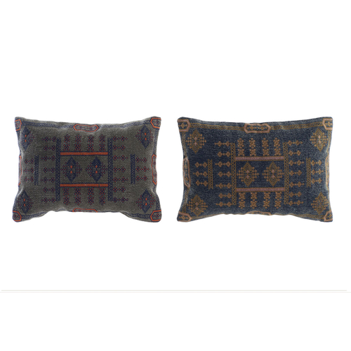 Cushion DKD Home Decor Blue Orange Squared Arab 50 x 10 x 35 cm (2