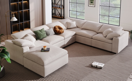 Oversized Modular Sectional Sofa with Ottoman L Shaped Corner