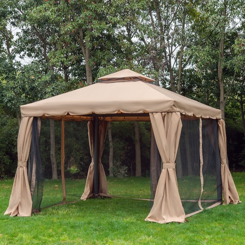 Outsunny 10' x 10' Outdoor Patio Gazebo Double Soft-top Garden Shelter