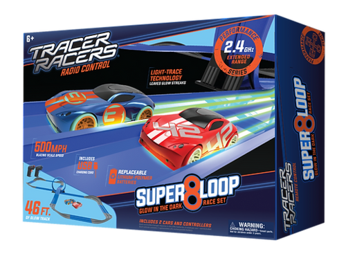 Super 8 Loop Glow in the Dark R/C Slot Racing 46ft Track