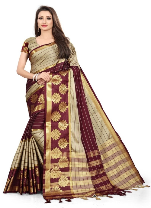 Generic Women's Cotton Silk,Jacquard,Poly Silk