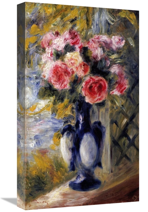 Global Gallery GCS-267132-22-142 22 in. Roses in a Blue Vase Art Print