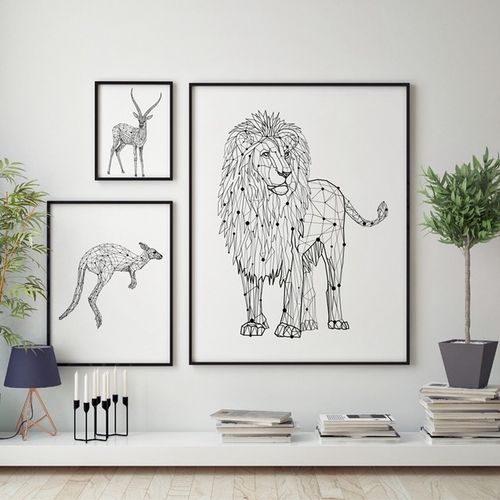 Geometric Animals Deer Print Poster Lion Wall